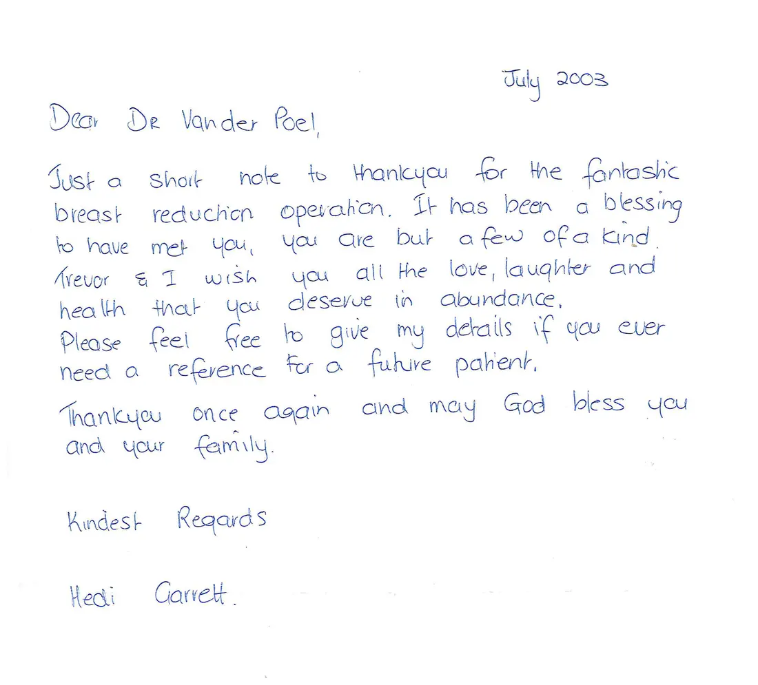 Handwritten letter from Heidi, July 2008