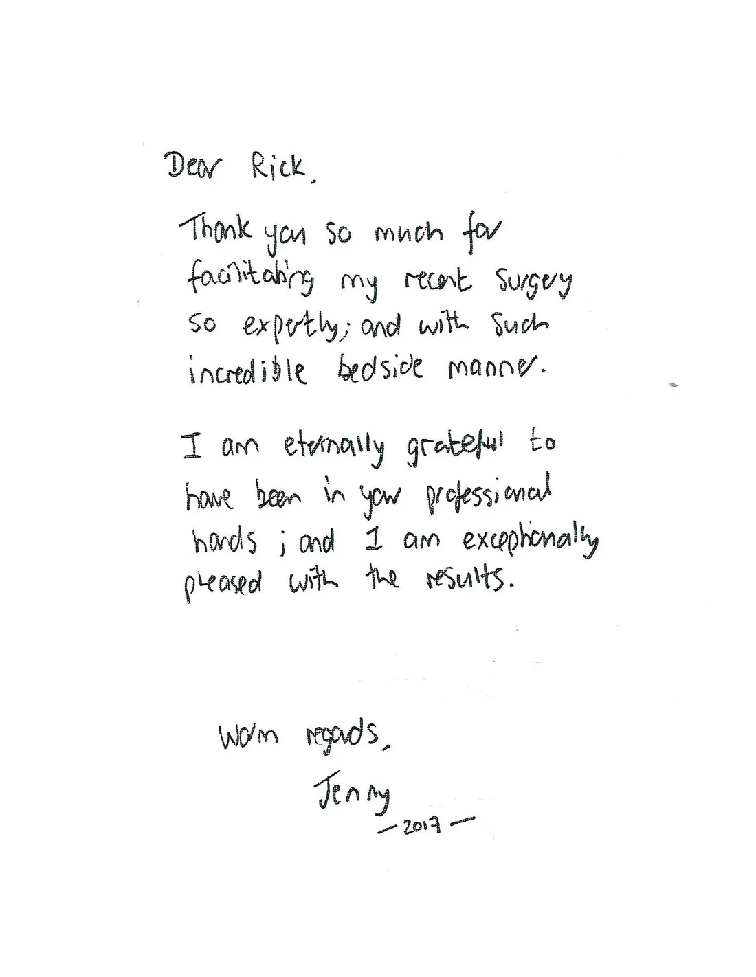 Handwritten letter from Jenny